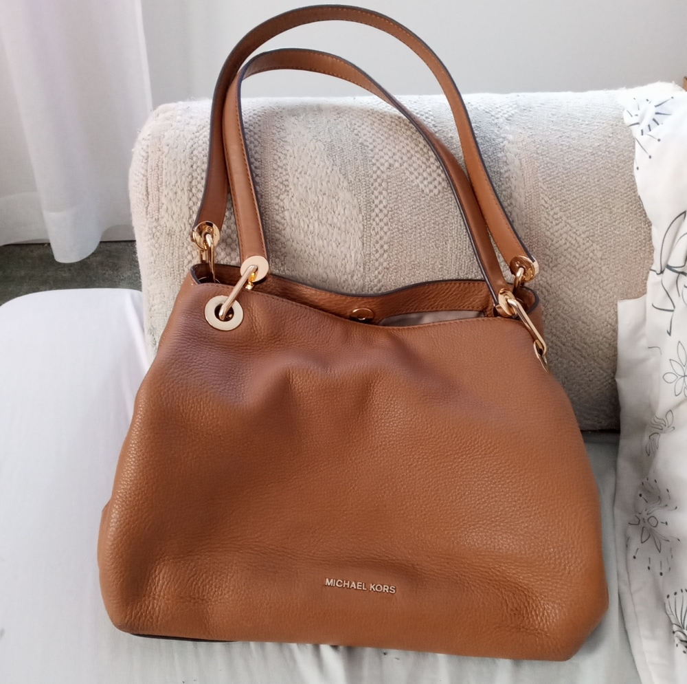 Michael Kors Large Brown Leather Raven Tote Bag